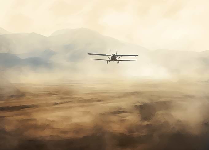 Vintage Plane Over Desert