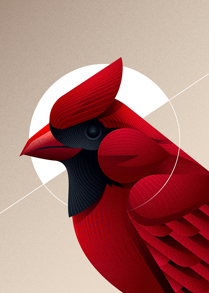 Geometric Cardinal Bird Illustration
