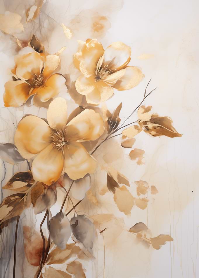 Golden Flowers Floral Art