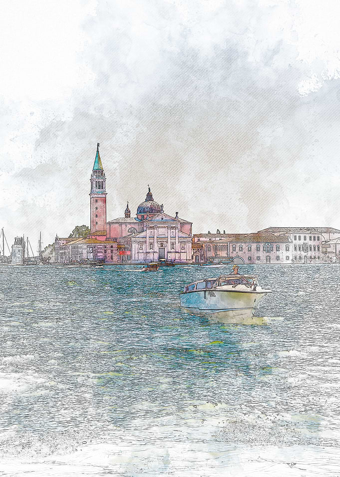 Venice Church and Boat