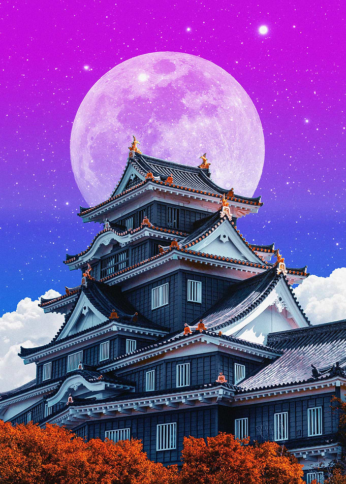 Japanese Castle Full Moon