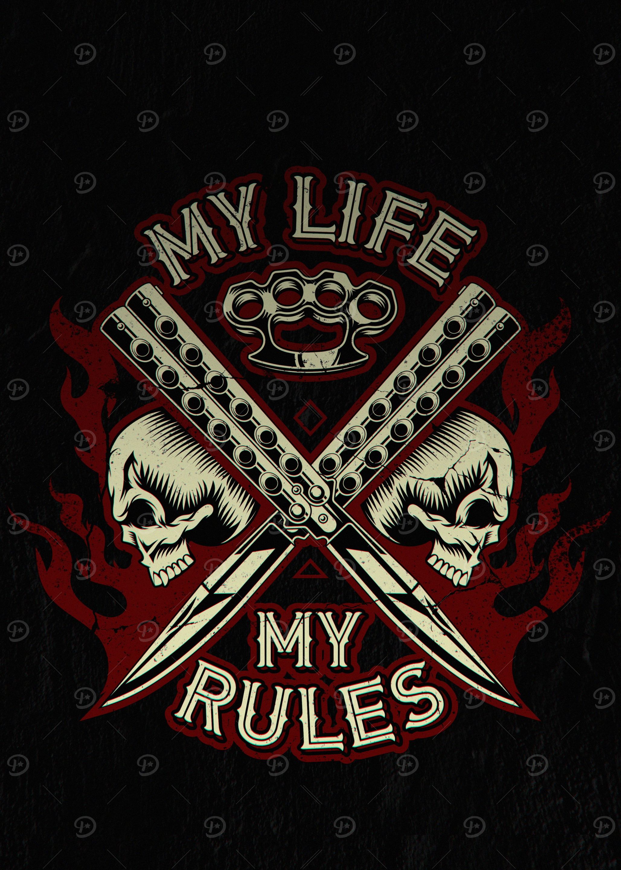 My Life My Rules Skull Design