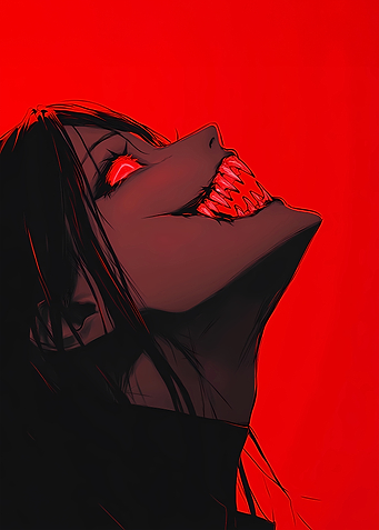 Red-Eyed Anime Character