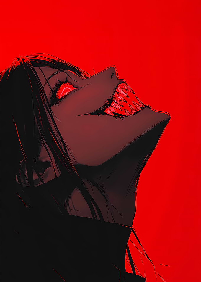 Red-Eyed Anime Character