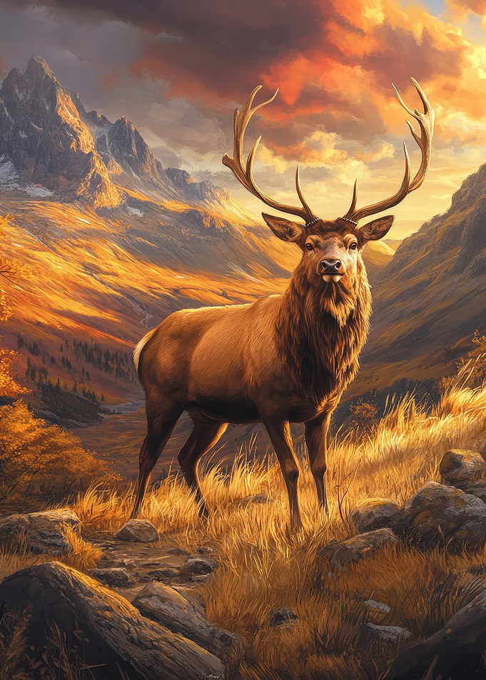 Majestic Elk In Mountain Sunset