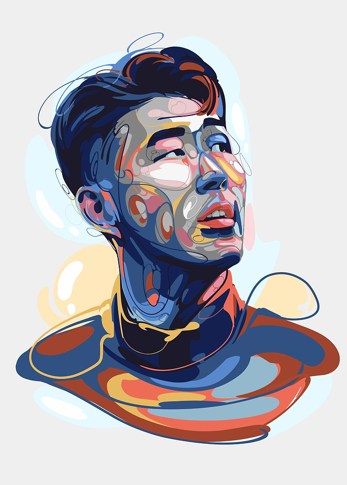 abstract portrait, Son Heung-min soccer athlete from South Korea