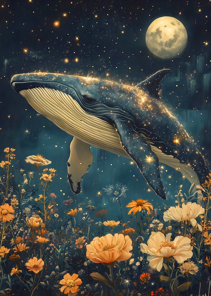 Whale in the Night Sky
