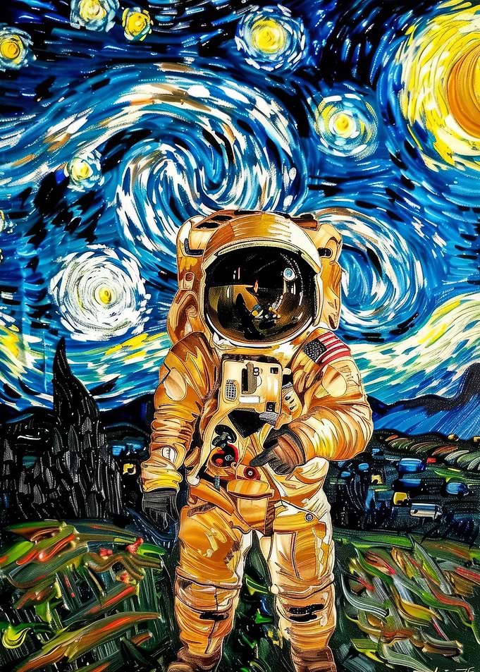 Astronaut in Starry Night