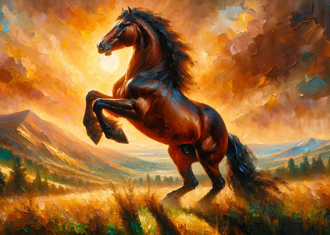 Horse in Golden Sunset