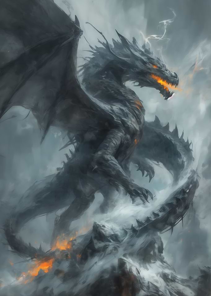 Black Dragon in Storm