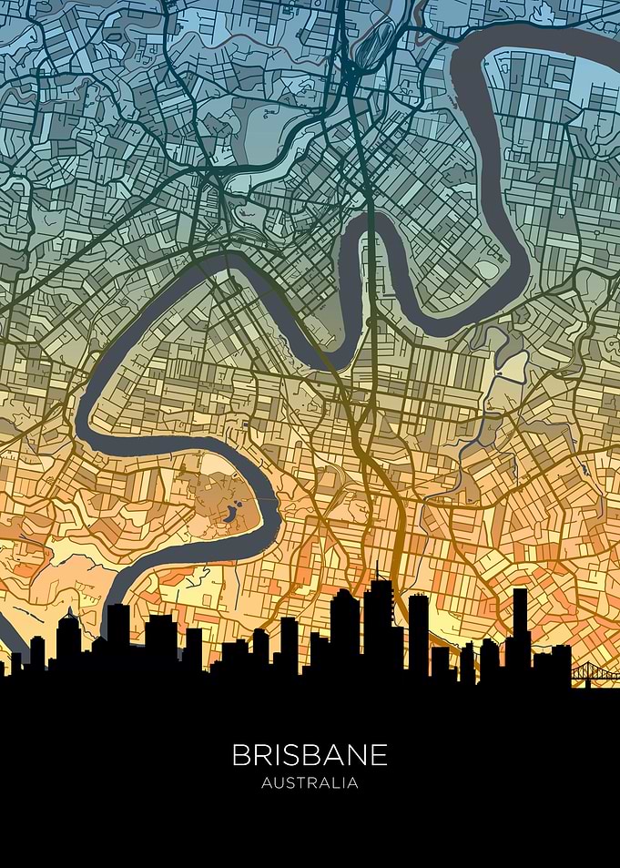 Brisbane Skyline Map