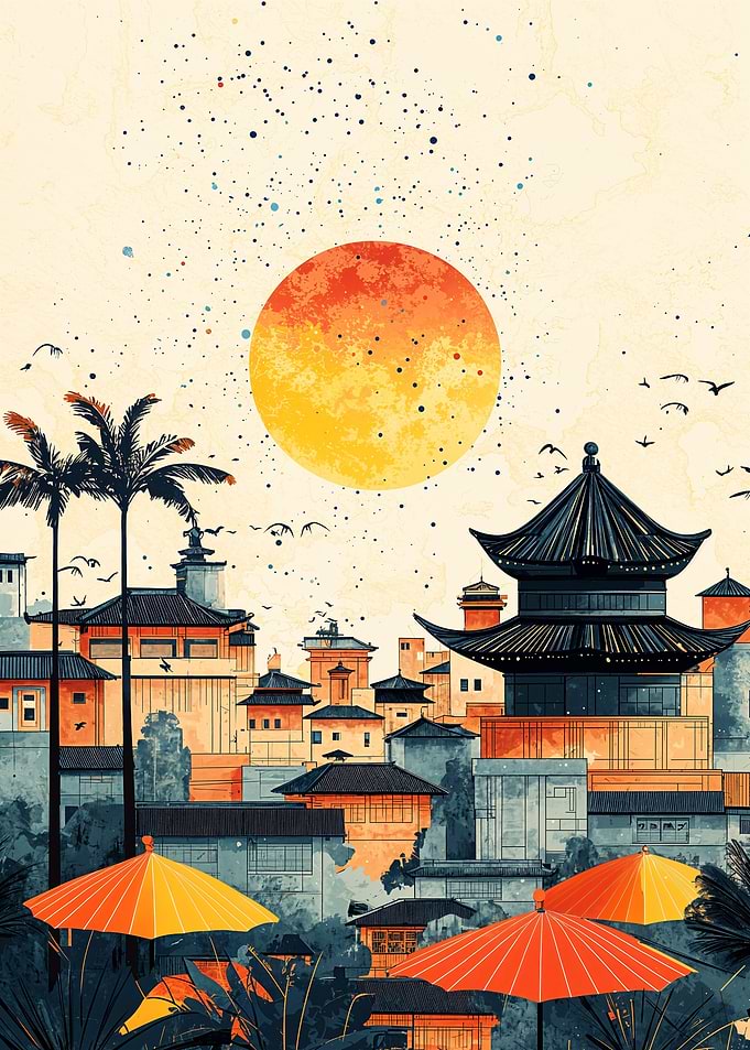 Sunset over Asian Cityscape