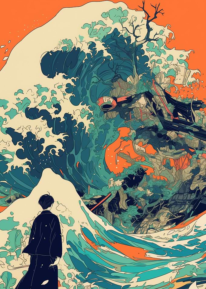 Great Wave with Man
