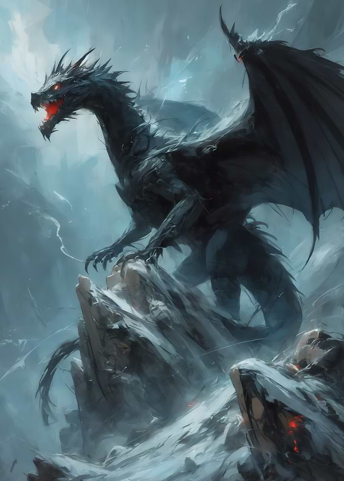 Black Dragon on Mountaintop