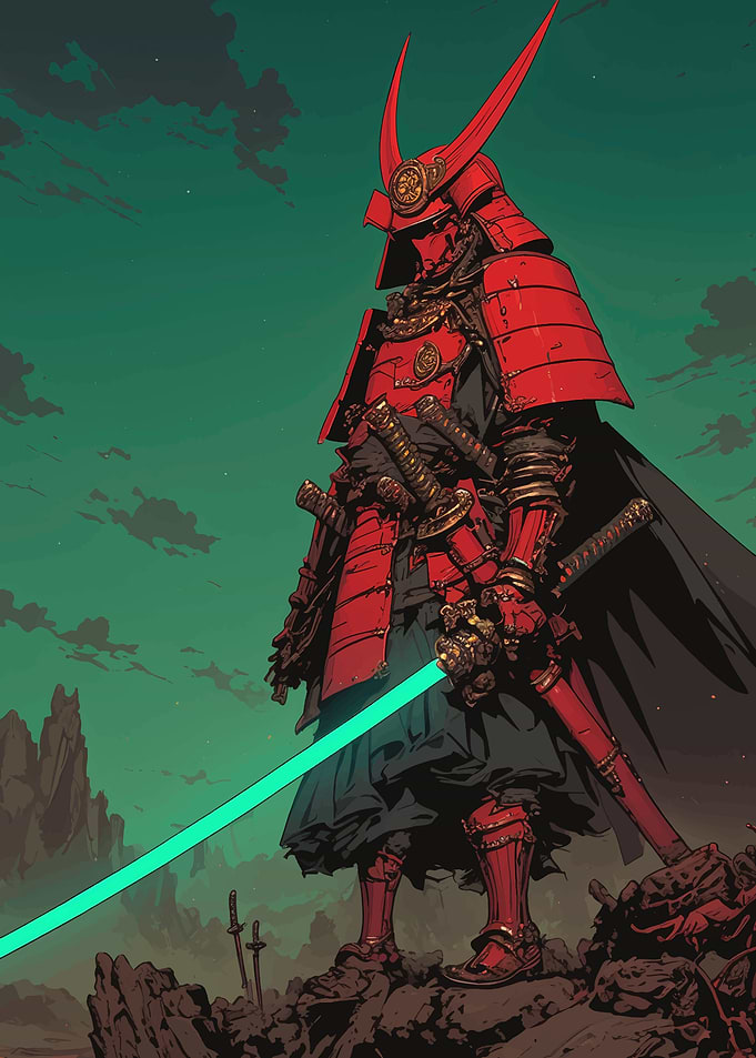 Red Samurai with Lightsaber