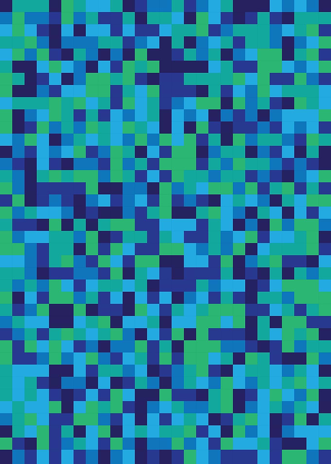 Pixelated Blue and Green Abstract