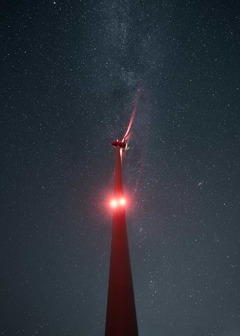 Wind Turbine Under Stars
