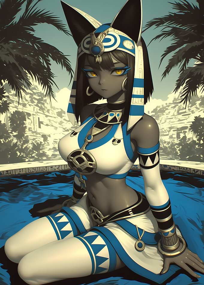 Egyptian Cat-Eared Woman Anime Girl