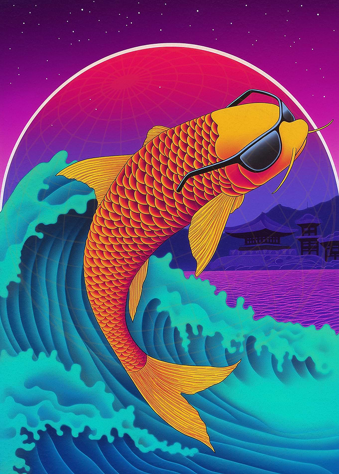 Cool Retro Koi Fish