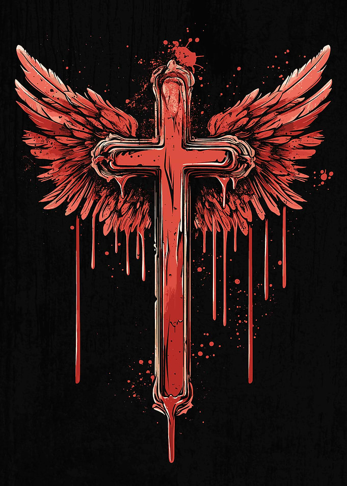 Bloody Cross with Wings
