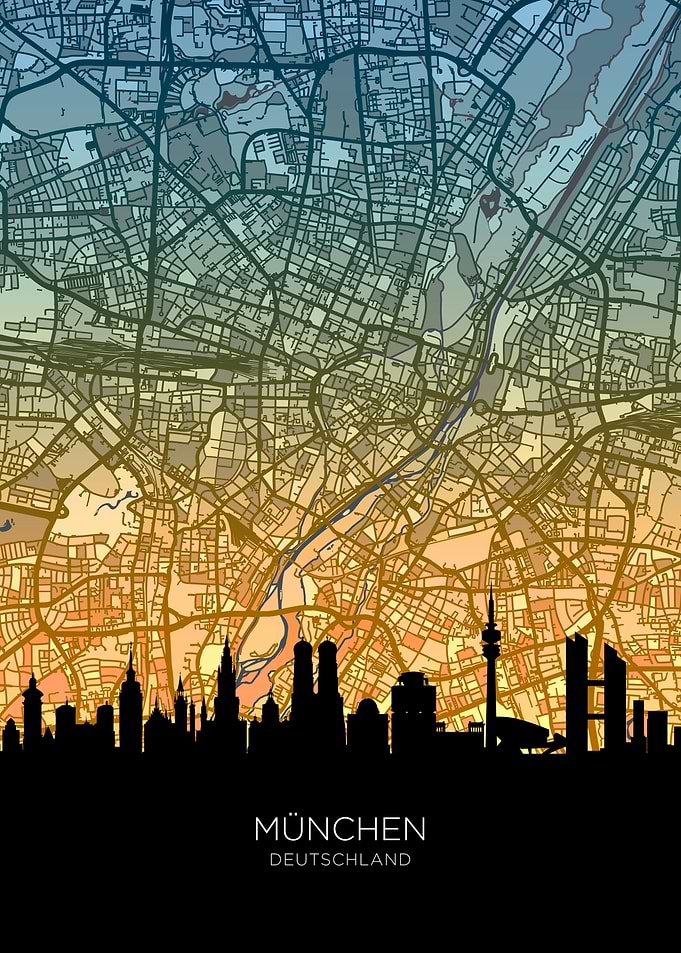 Munich Skyline Map