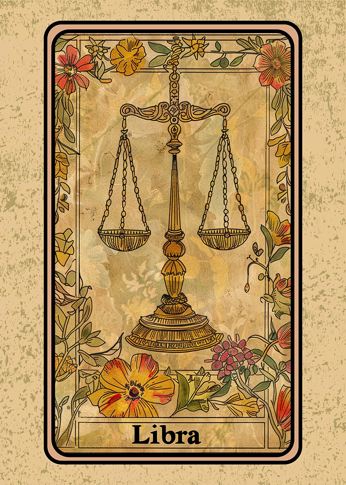 Libra Zodiac Tarot Card Wall Art