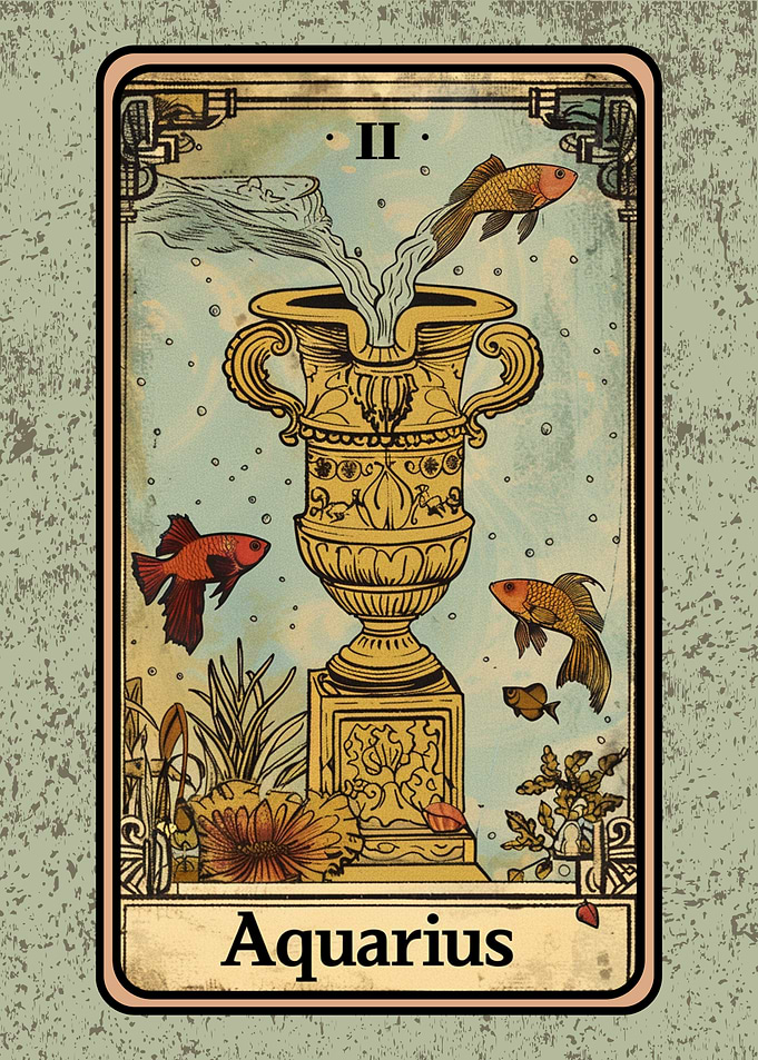 Aquarius Tarot Card Zodiac Wall Art
