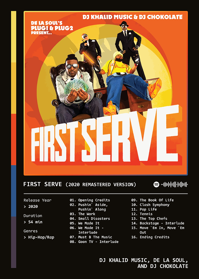 FIRST SERVE (2020) Album by Dj Khalid Music, De La Soul, and Dj Chokolate