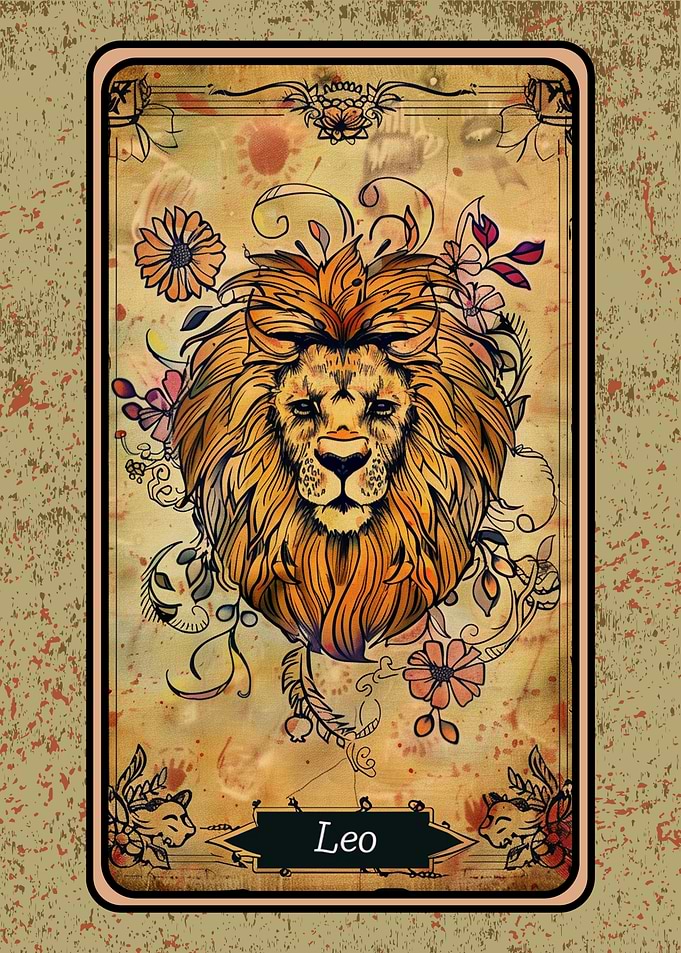 Leo Zodiac Sign Tarot Card Illustration