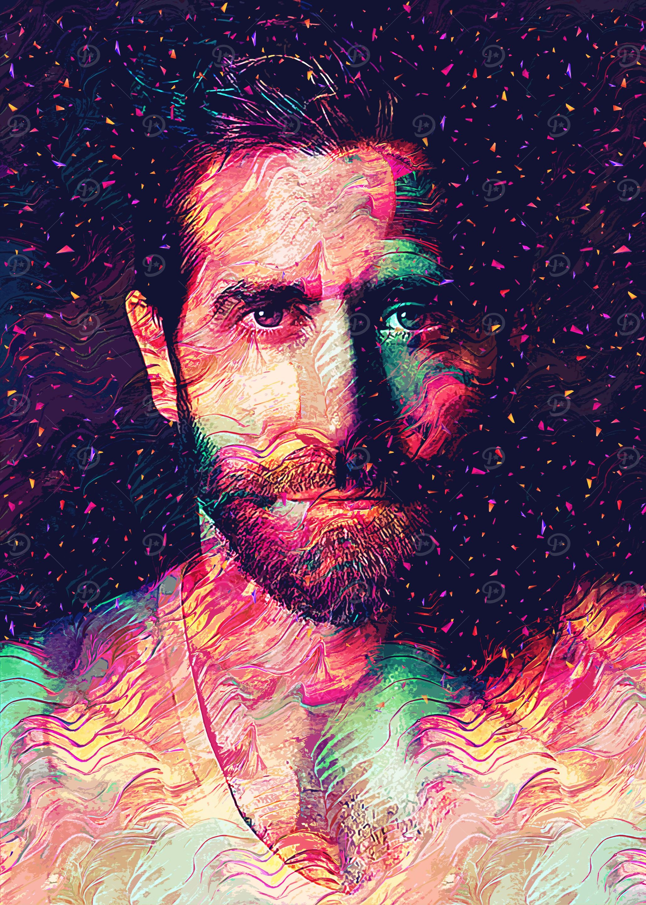 Abstract Portrait with Confetti
