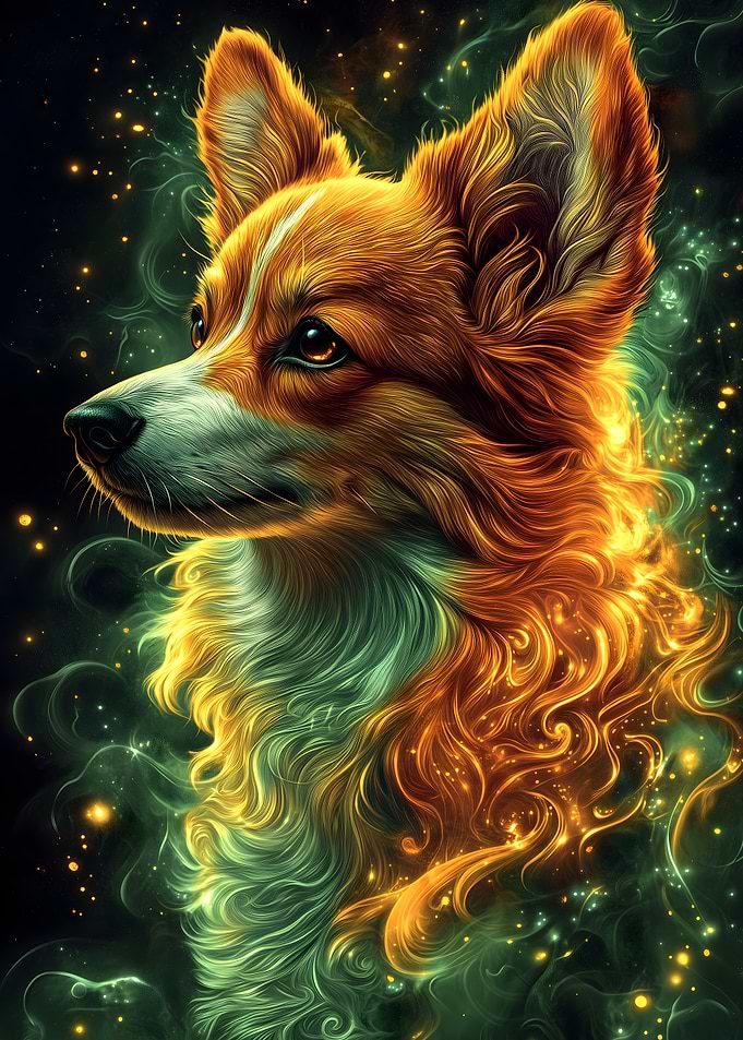 Corgi Dog in a Dreamy Glow Animal