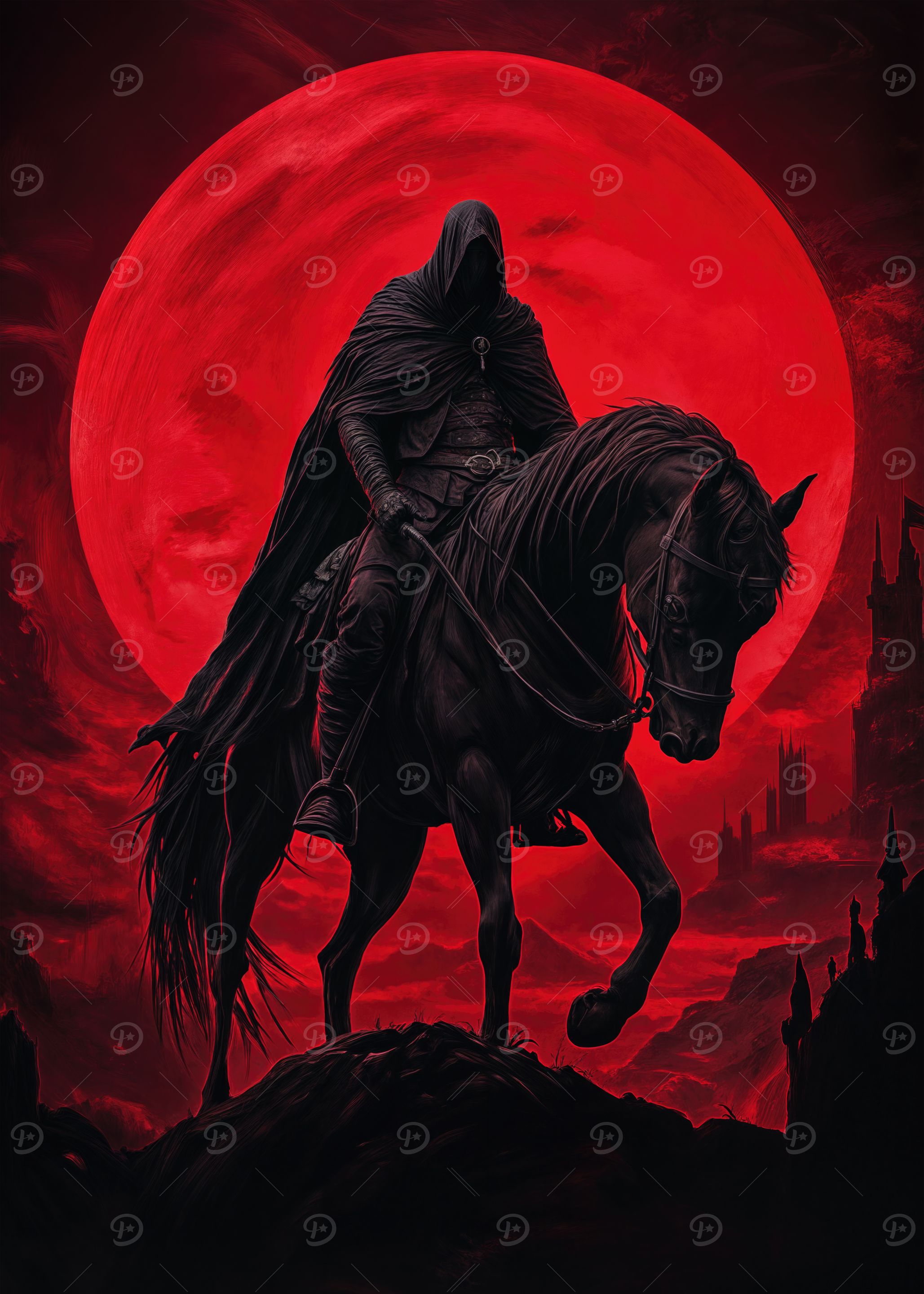 Dark Rider Under Blood Moon