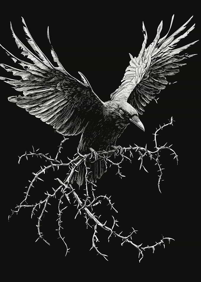 Raven on Thorny Branch