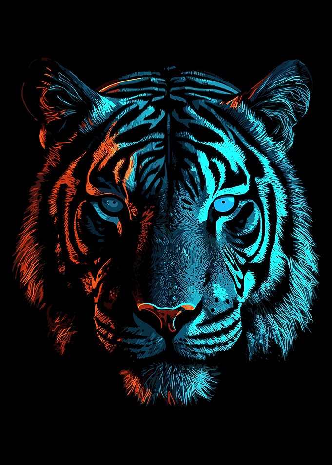 Tiger Portrait in Neon