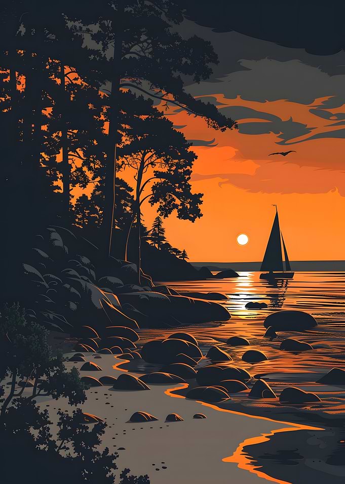 Sunset Sailboat