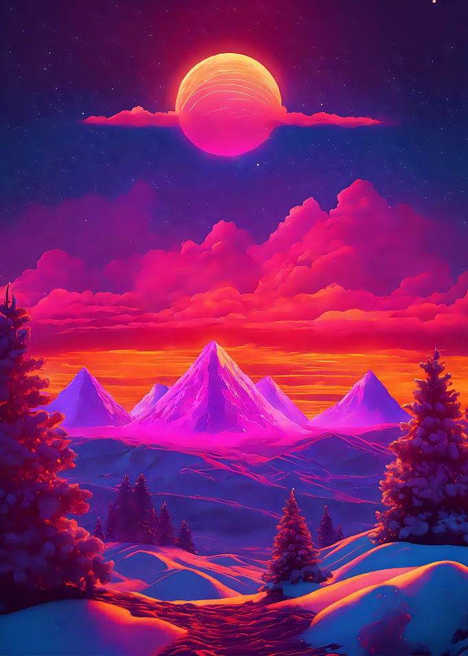 Neon Mountain Landscape