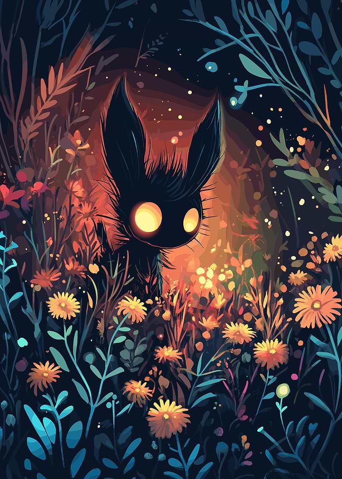 Dark Creature in Flowers
