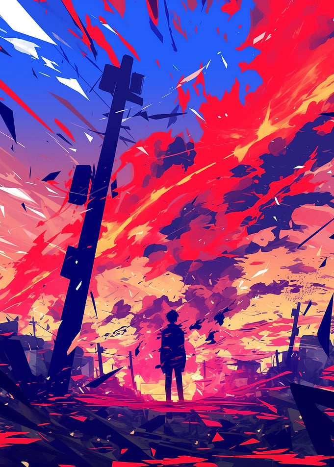 Silhouette in a Fiery Sky