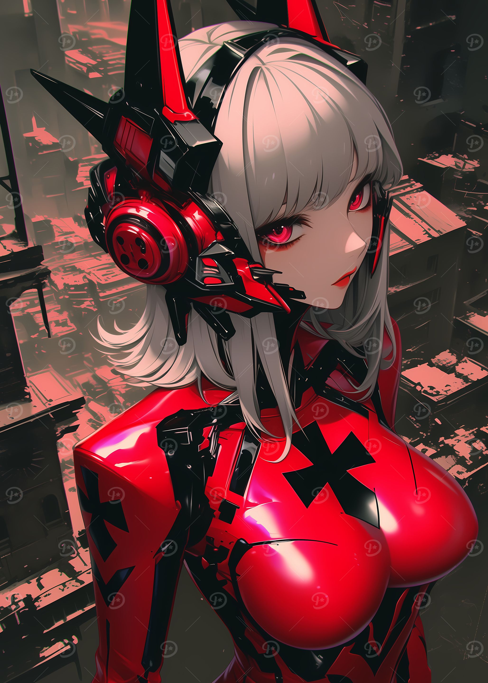 Cyberpunk Anime Girl Gaming
