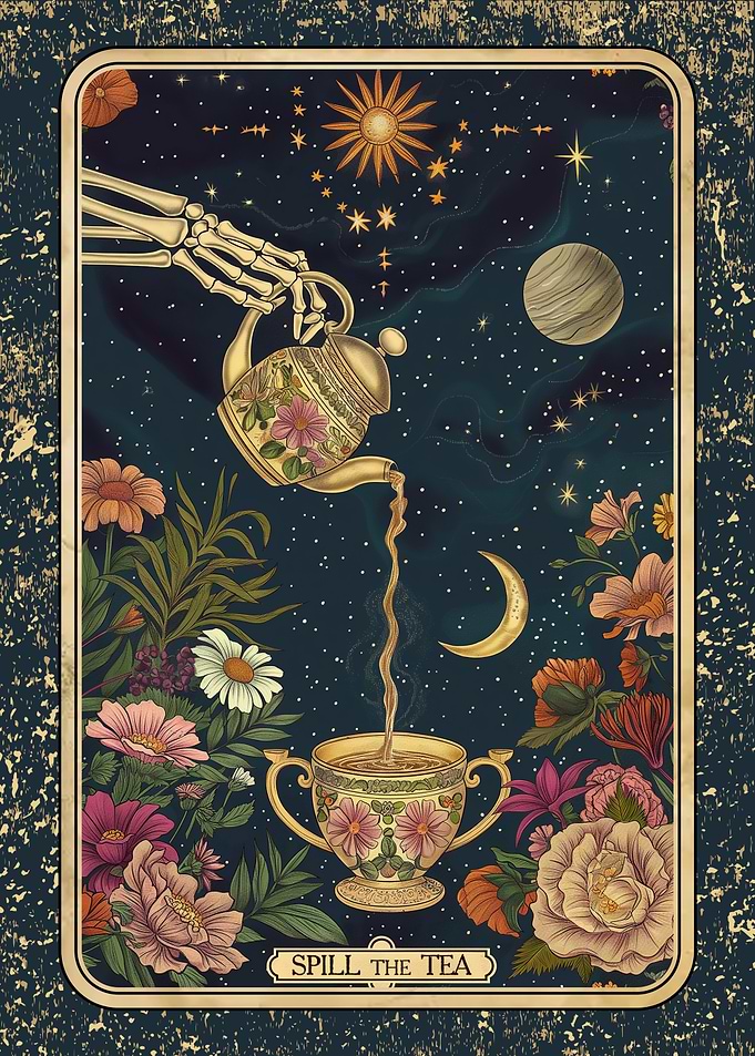 Skeleton Tea Party Tarot Card Wall Art