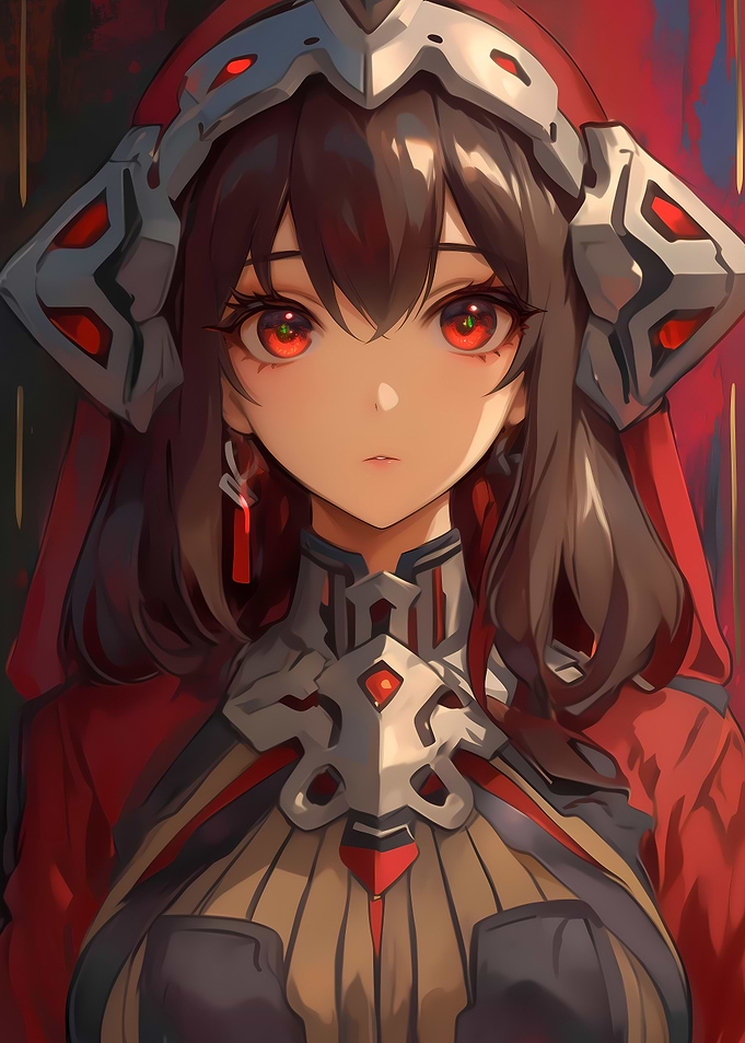 Anime Girl with Red Eyes