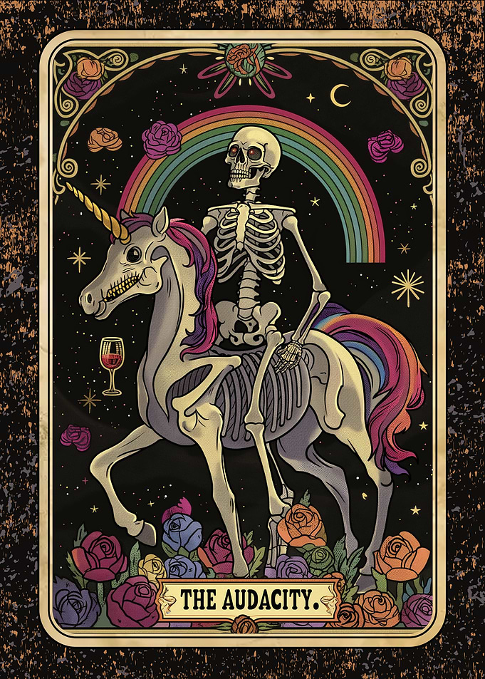 Skeleton Riding Unicorn Tarot Card Wall Decor