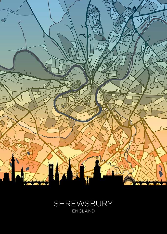 Shrewsbury Skyline Map