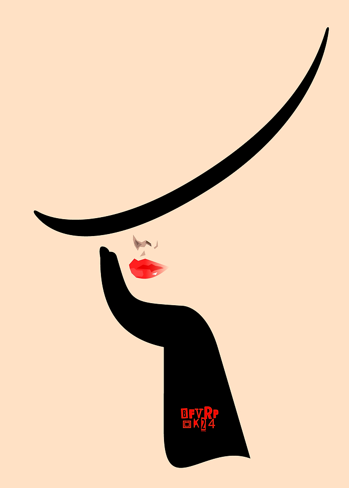 Woman in Hat Minimalist Art