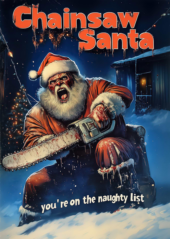 Chainsaw Santa Horror Movie Poster