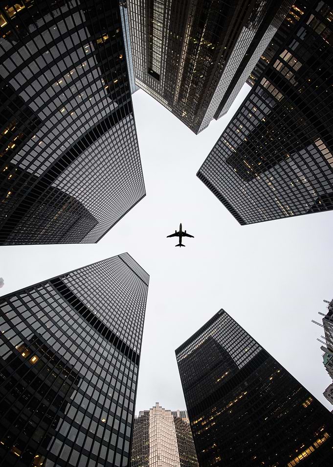 Airplane Over Skyscrapers - Toronto