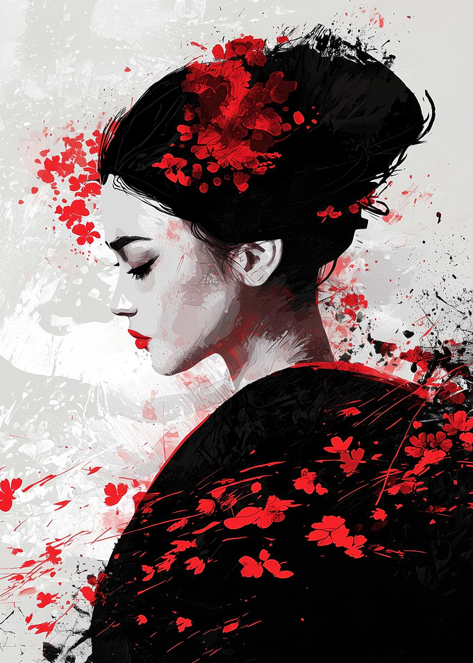 Geisha with Cherry Blossoms