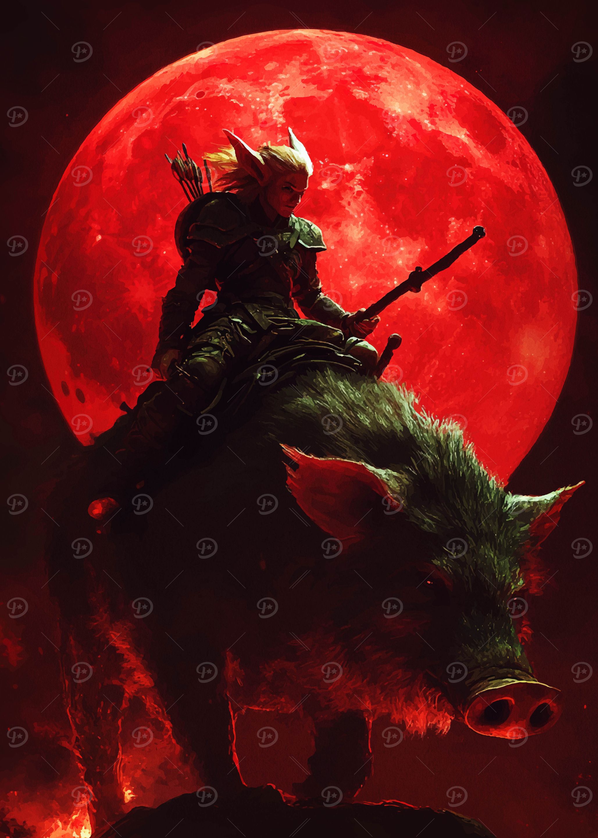 Elf Warrior on Boar