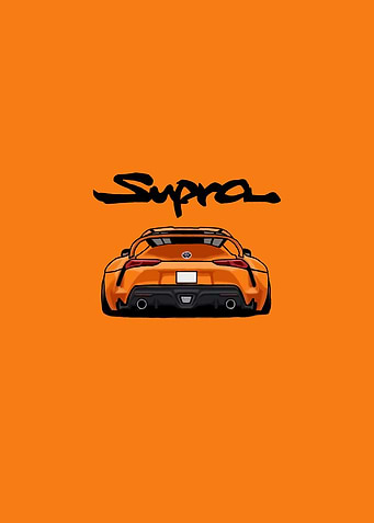 Orange Toyota Supra simple car artwork