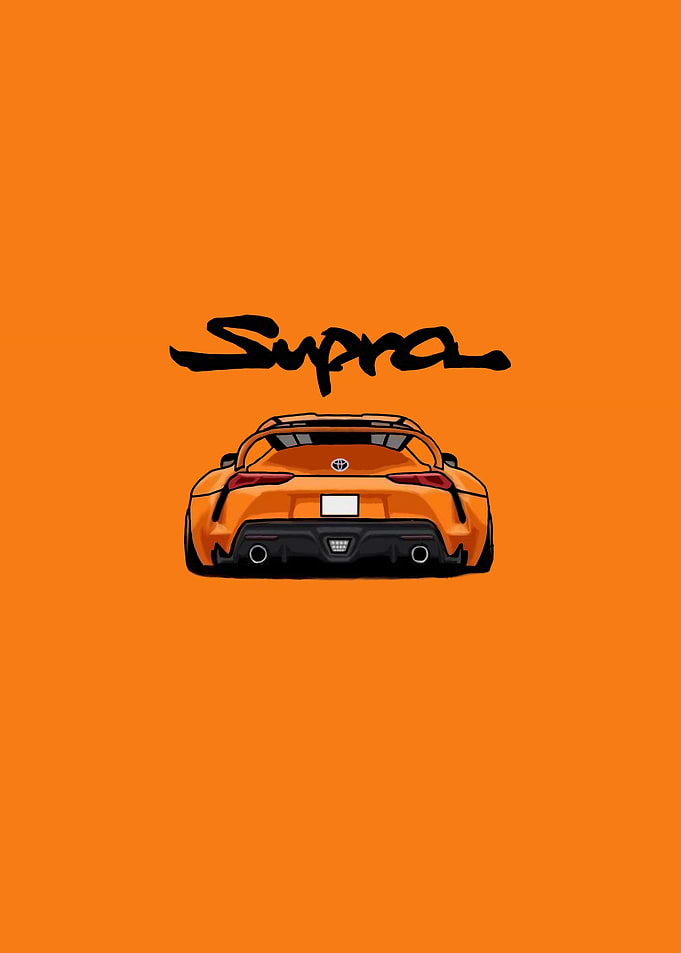 Orange Toyota Supra simple car artwork